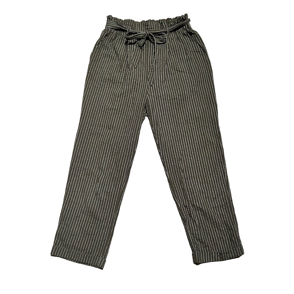 Sienna Sky Green/White Striped Paperbag Pants Size M